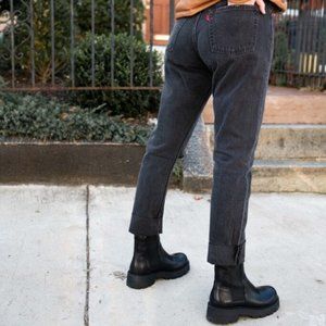 J Crew high shaft lug sole Chelsea Boots - black size 8